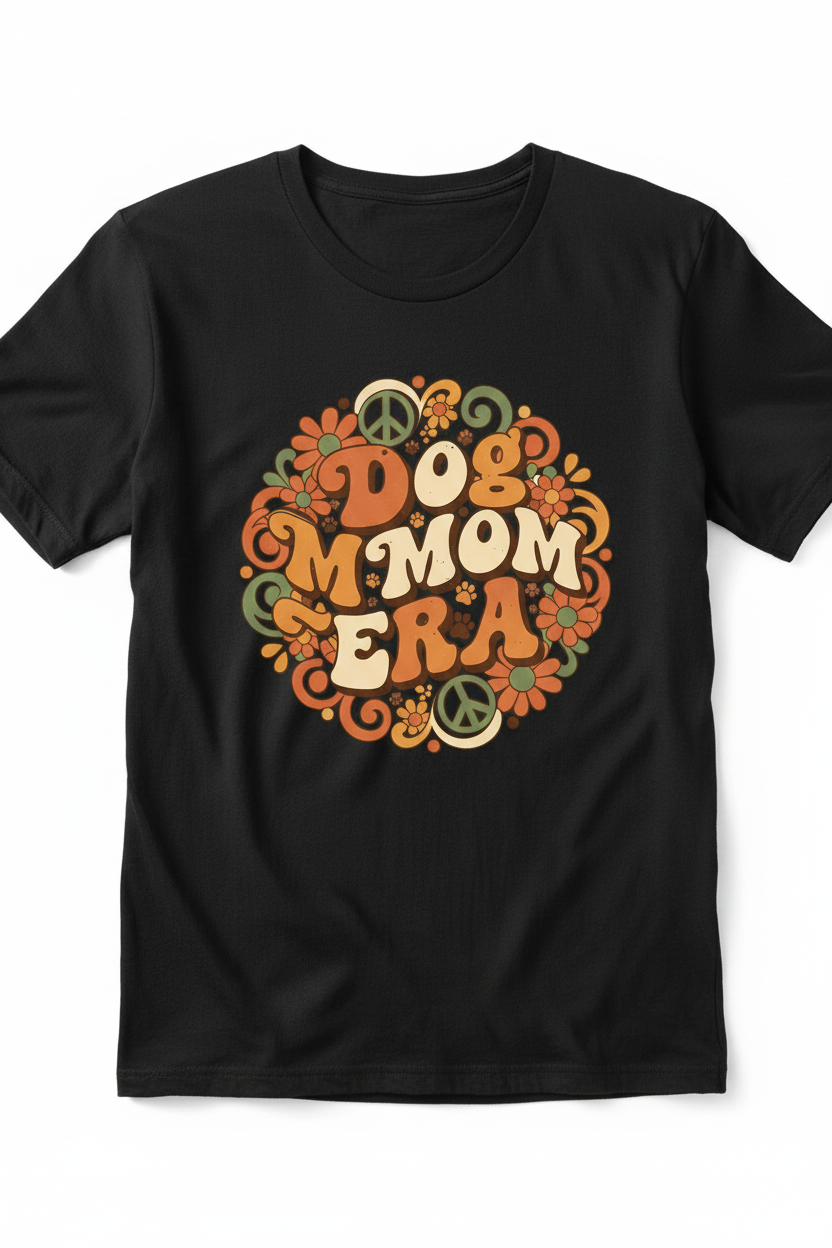 Dog Mom Era on Black T-Shirt
