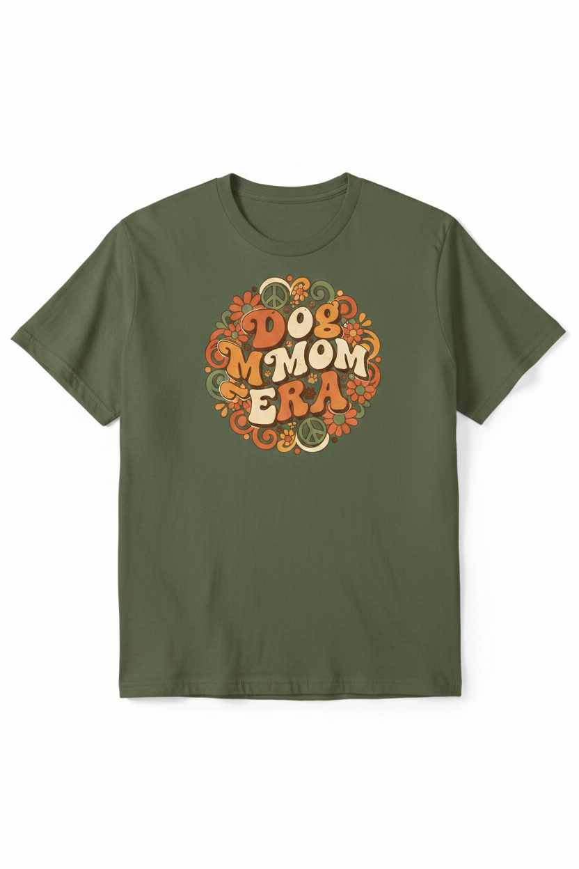 Dog Mom Era on Military Green T-Shirt