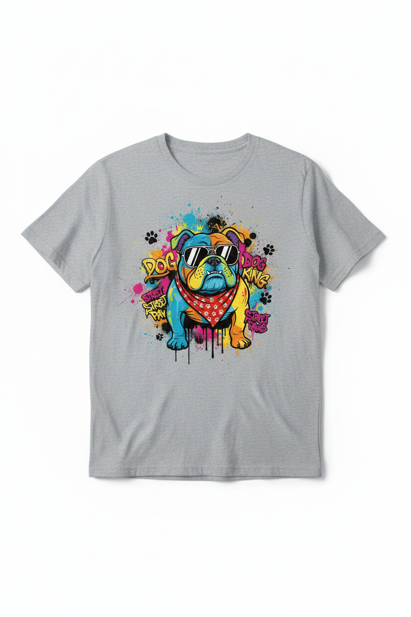 Cool Bulldog on Heather Gray T-Shirt